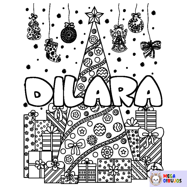 Coloración del nombre DILARA - decorado &aacute;rbol de Navidad y regalos