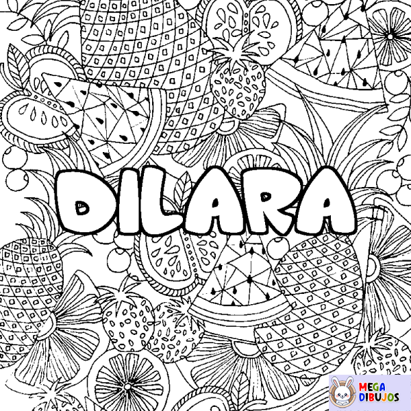 Coloración del nombre DILARA - decorado mandala de frutas