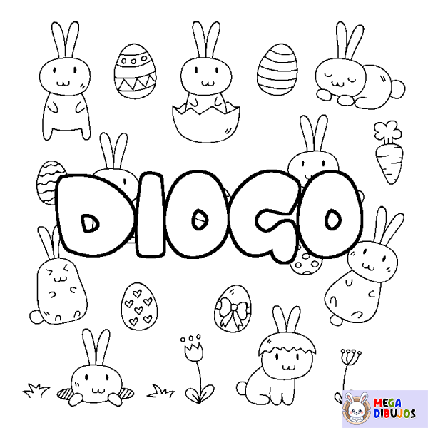 Coloración del nombre DIOGO - decorado Pascua