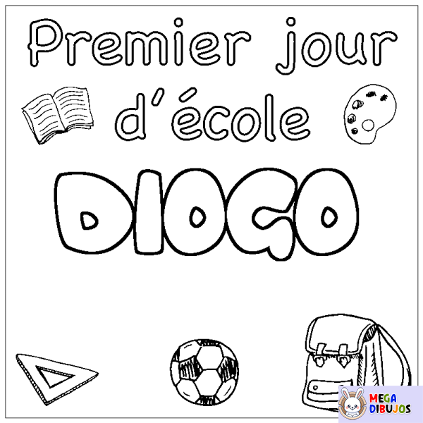 Coloración del nombre DIOGO - decorado primer d&iacute;a de escuela