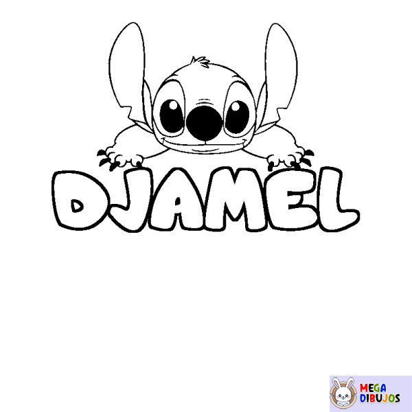 Coloración del nombre DJAMEL - decorado Stitch