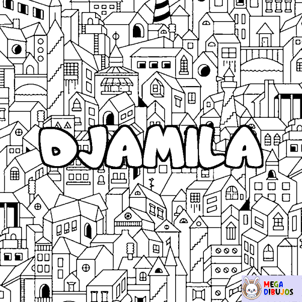 Coloración del nombre DJAMILA - decorado ciudad