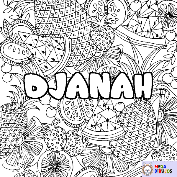 Coloración del nombre DJANAH - decorado mandala de frutas