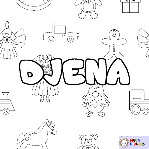 Coloración del nombre DJENA - decorado juguetes