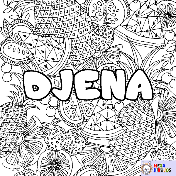 Coloración del nombre DJENA - decorado mandala de frutas