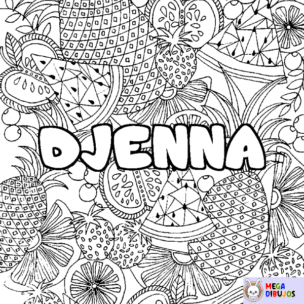 Coloración del nombre DJENNA - decorado mandala de frutas