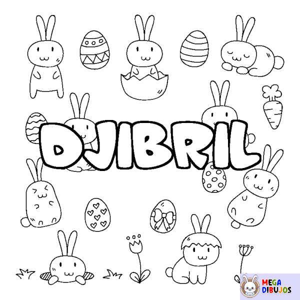 Coloración del nombre DJIBRIL - decorado Pascua