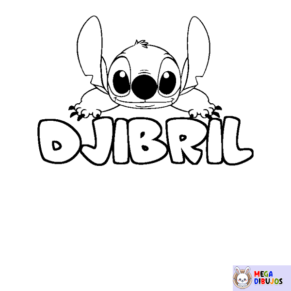 Coloración del nombre DJIBRIL - decorado Stitch