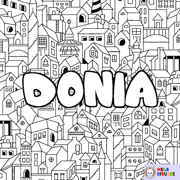 Coloración del nombre DONIA - decorado ciudad