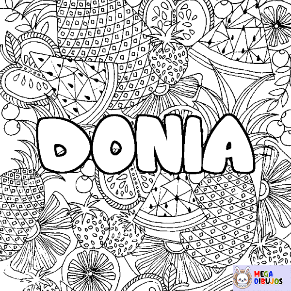 Coloración del nombre DONIA - decorado mandala de frutas