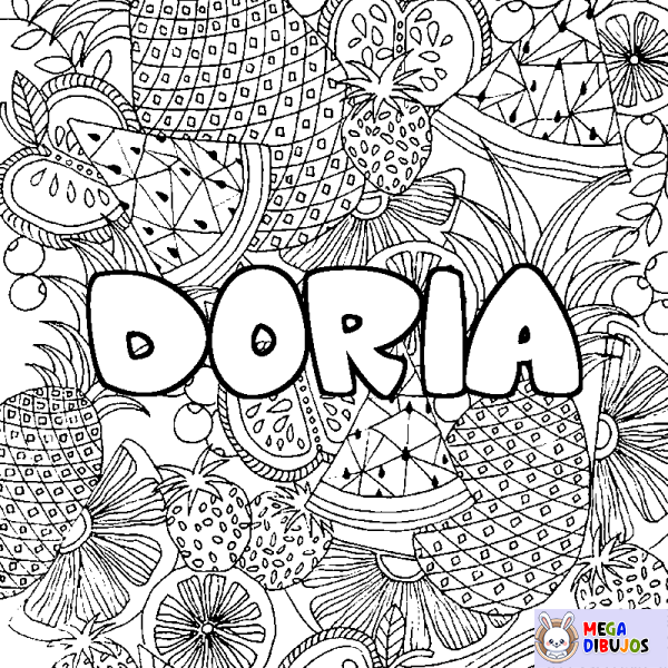 Coloración del nombre DORIA - decorado mandala de frutas