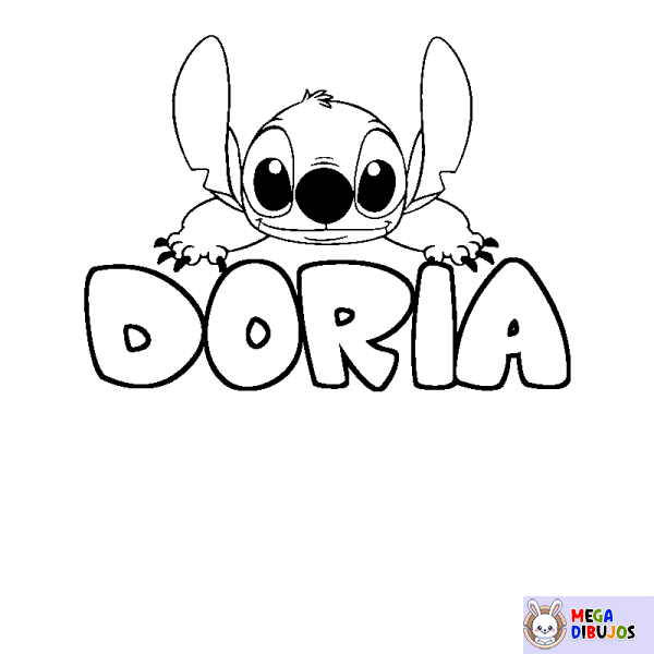 Coloración del nombre DORIA - decorado Stitch