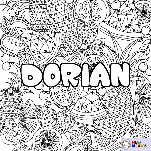 Coloración del nombre DORIAN - decorado mandala de frutas