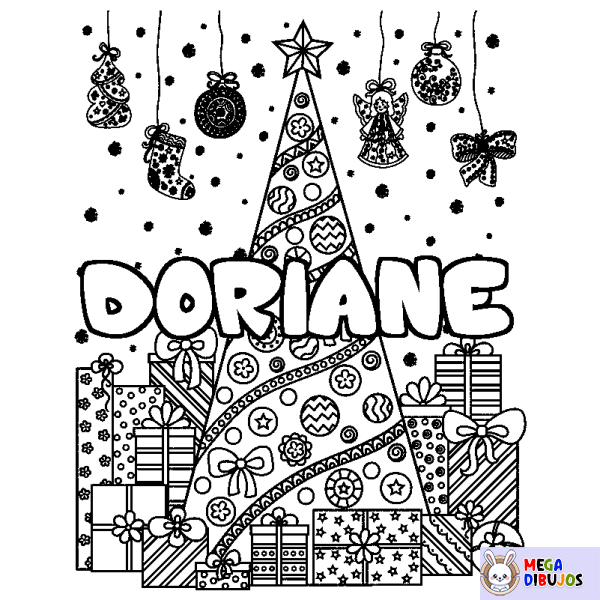 Coloración del nombre DORIANE - decorado &aacute;rbol de Navidad y regalos