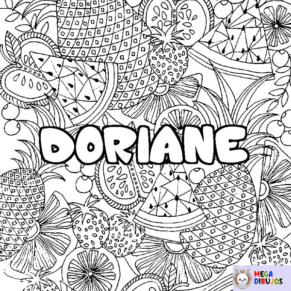 Coloración del nombre DORIANE - decorado mandala de frutas