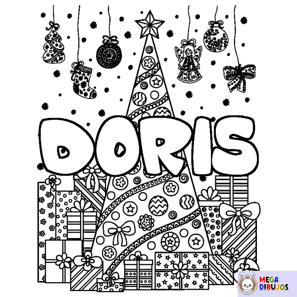 Coloración del nombre DORIS - decorado &aacute;rbol de Navidad y regalos