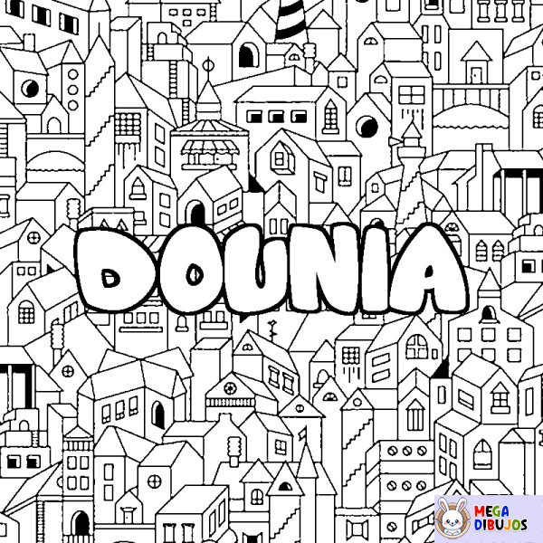 Coloración del nombre DOUNIA - decorado ciudad