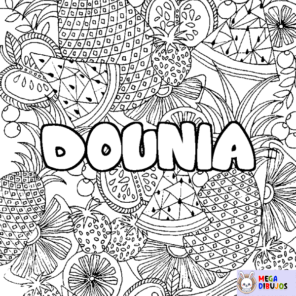 Coloración del nombre DOUNIA - decorado mandala de frutas