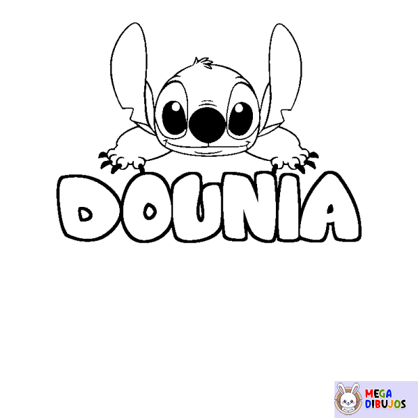 Coloración del nombre DOUNIA - decorado Stitch