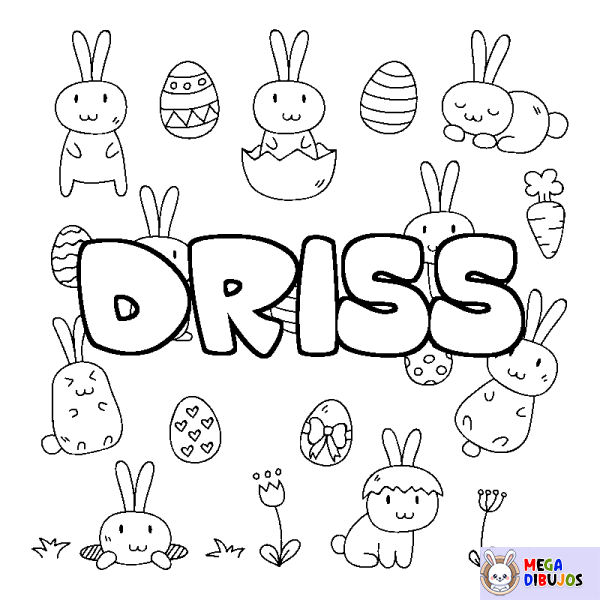 Coloración del nombre DRISS - decorado Pascua
