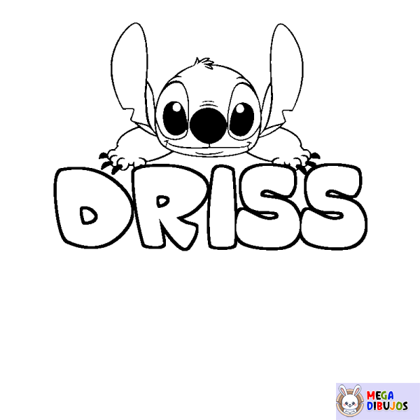 Coloración del nombre DRISS - decorado Stitch