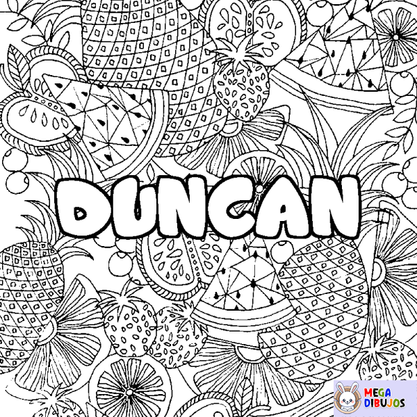 Coloración del nombre DUNCAN - decorado mandala de frutas