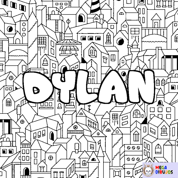 Coloración del nombre DYLAN - decorado ciudad