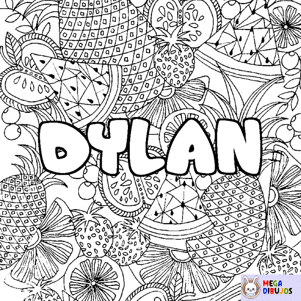 Coloración del nombre DYLAN - decorado mandala de frutas
