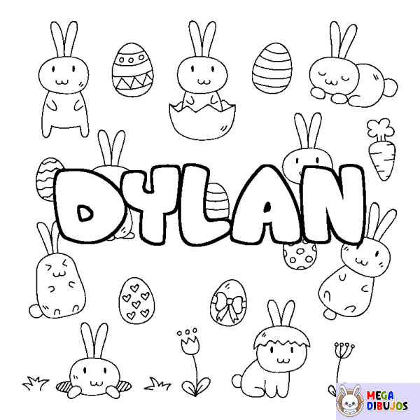 Coloración del nombre DYLAN - decorado Pascua