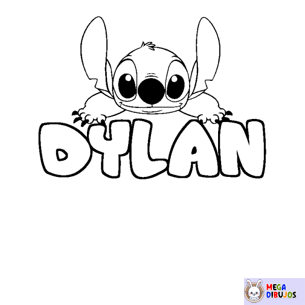 Coloración del nombre DYLAN - decorado Stitch