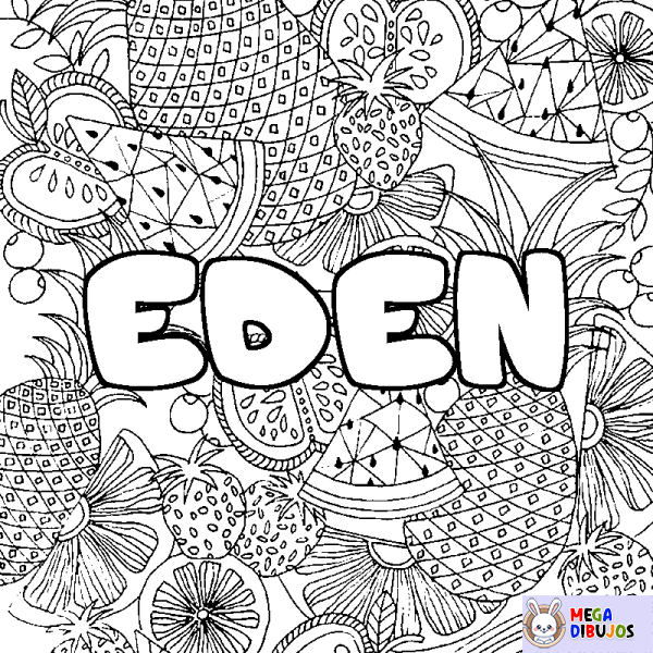 Coloración del nombre EDEN - decorado mandala de frutas