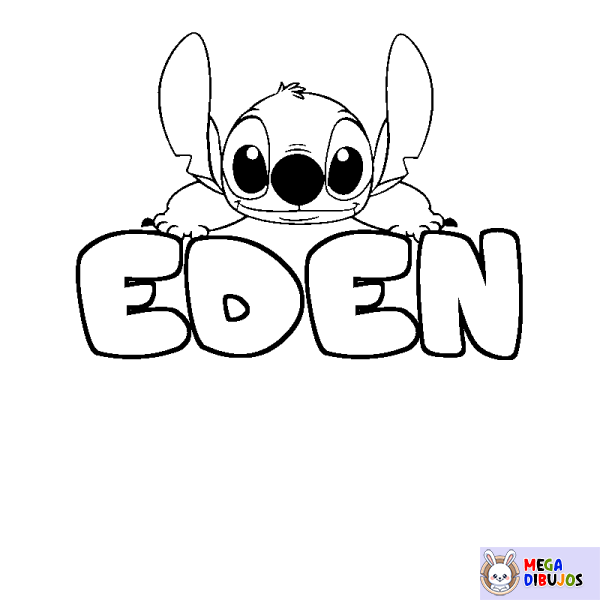 Coloración del nombre EDEN - decorado Stitch