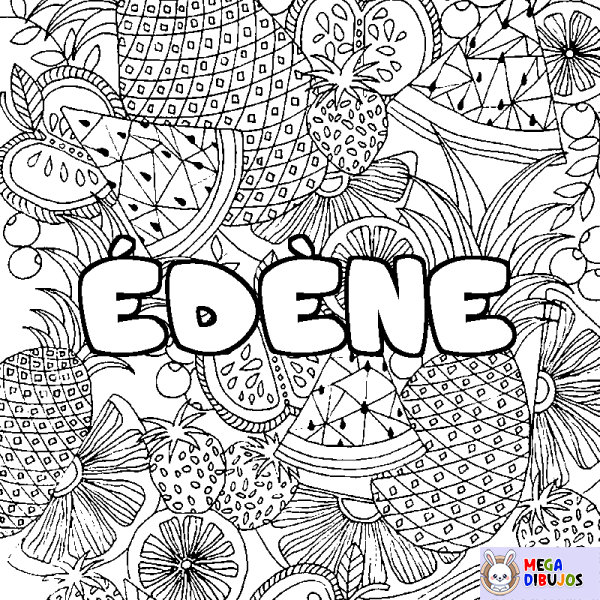 Coloración del nombre &Eacute;D&Egrave;NE - decorado mandala de frutas