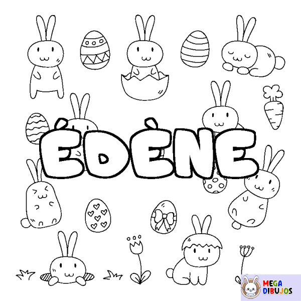 Coloración del nombre &Eacute;D&Egrave;NE - decorado Pascua