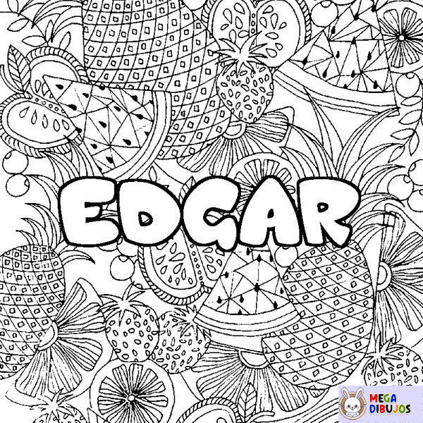 Coloración del nombre EDGAR - decorado mandala de frutas