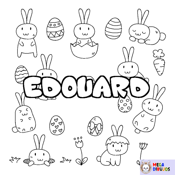 Coloración del nombre EDOUARD - decorado Pascua