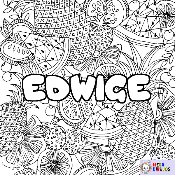 Coloración del nombre EDWIGE - decorado mandala de frutas