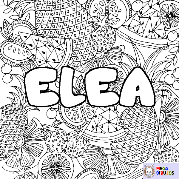 Coloración del nombre ELEA - decorado mandala de frutas