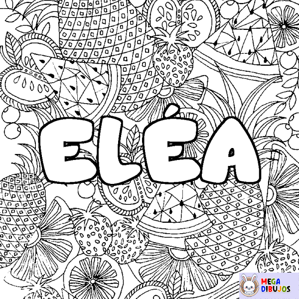 Coloración del nombre EL&Eacute;A - decorado mandala de frutas