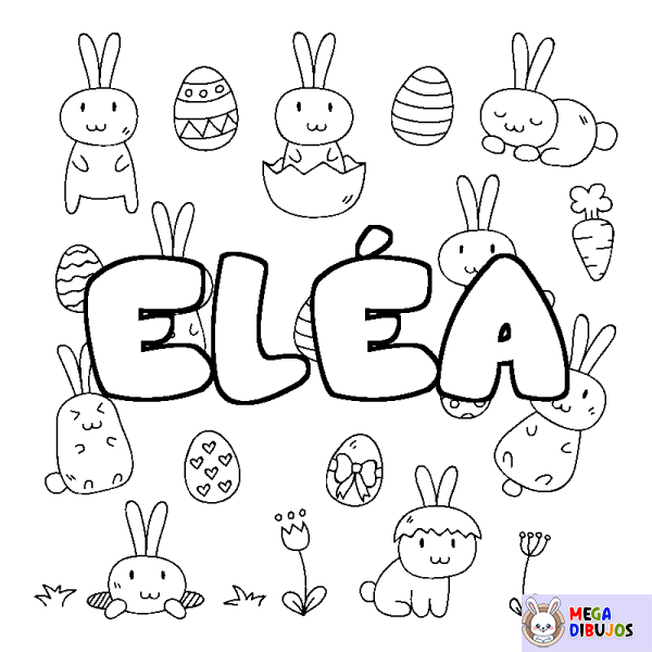 Coloración del nombre EL&Eacute;A - decorado Pascua