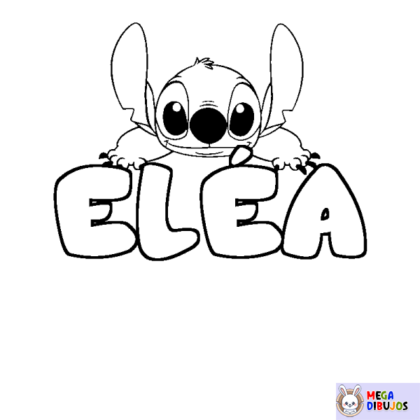 Coloración del nombre EL&Eacute;A - decorado Stitch