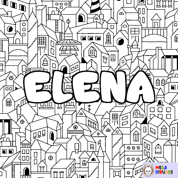 Coloración del nombre ELENA - decorado ciudad