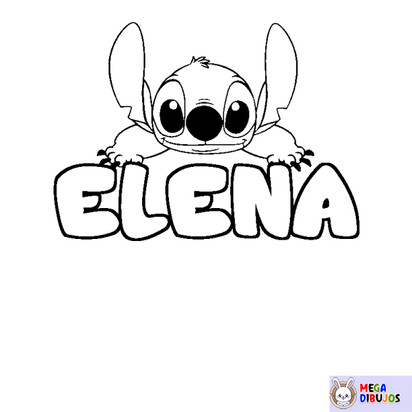 Coloración del nombre ELENA - decorado Stitch