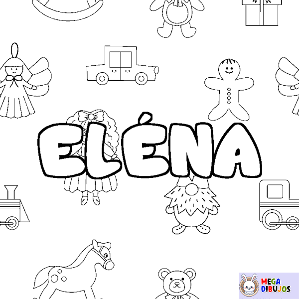 Coloración del nombre EL&Eacute;NA - decorado juguetes