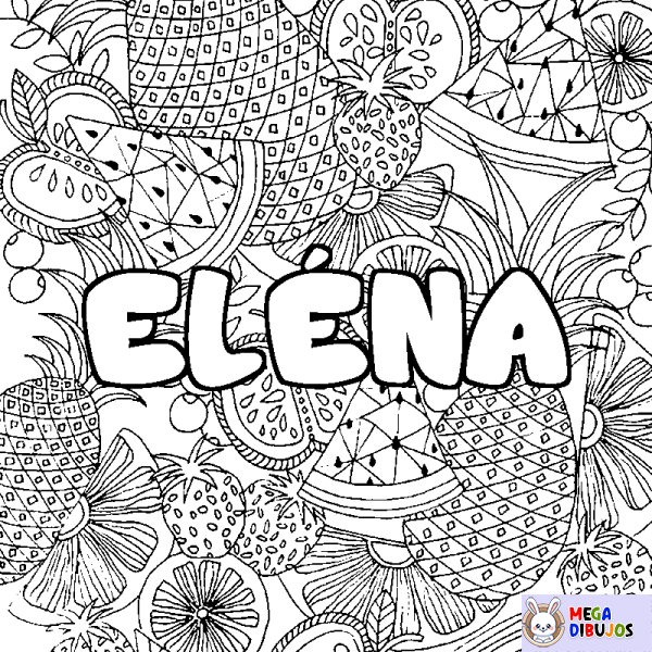 Coloración del nombre EL&Eacute;NA - decorado mandala de frutas