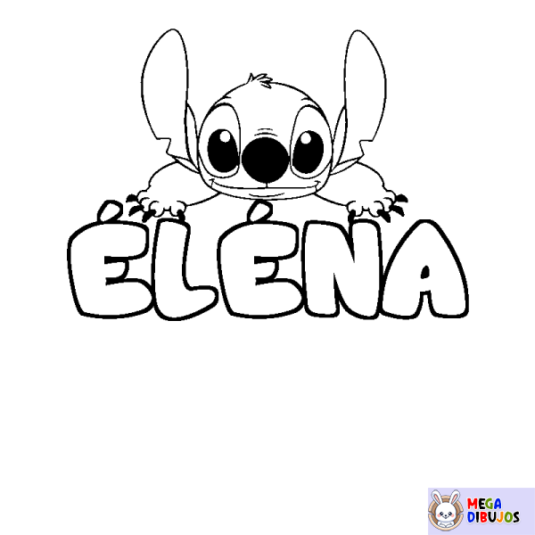 Coloración del nombre &Eacute;L&Eacute;NA - decorado Stitch