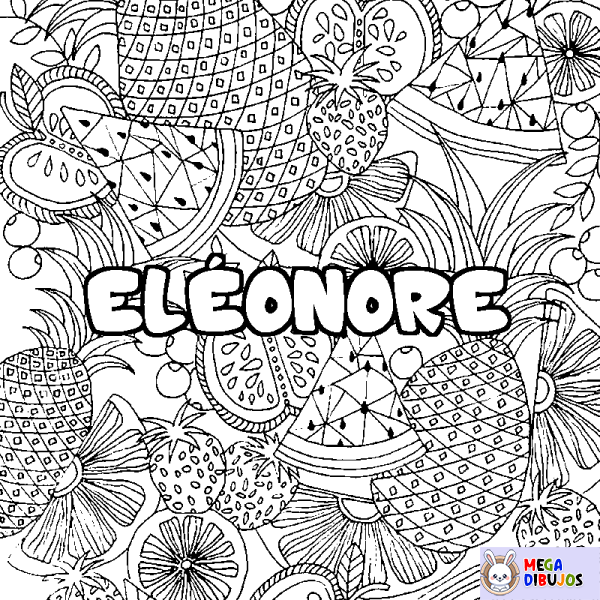 Coloración del nombre EL&Eacute;ONORE - decorado mandala de frutas