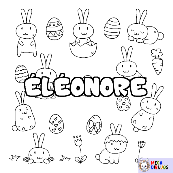 Coloración del nombre &Eacute;L&Eacute;ONORE - decorado Pascua