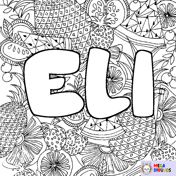 Coloración del nombre ELI - decorado mandala de frutas