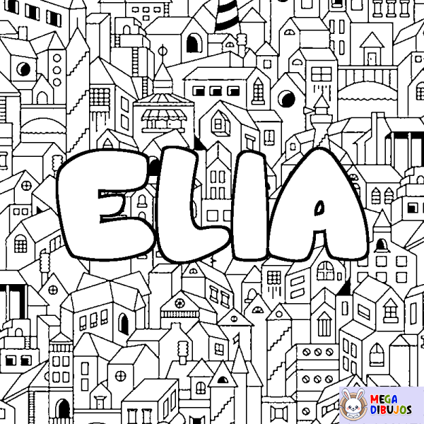 Coloración del nombre ELIA - decorado ciudad